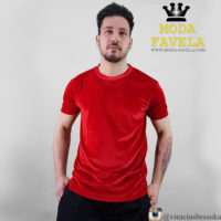 T-shirt Veludo Manga Curta Veludo vermelha frente