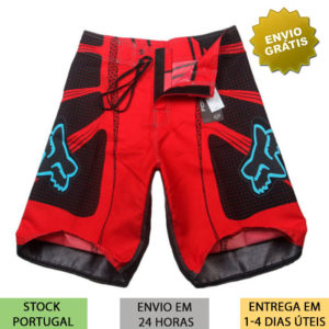 Calções de banho Fox praia surf vermuda vermelha